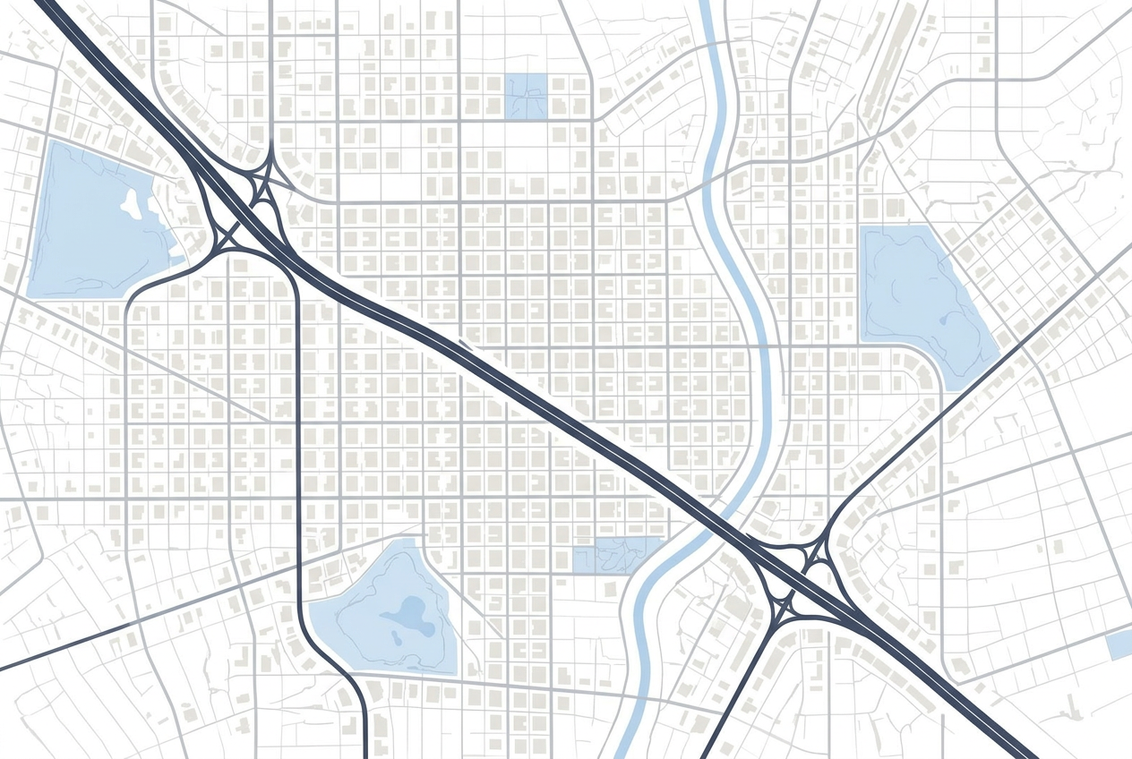 Stylized map of the Anaheim Resort District showing the hotel and nearby demand drivers